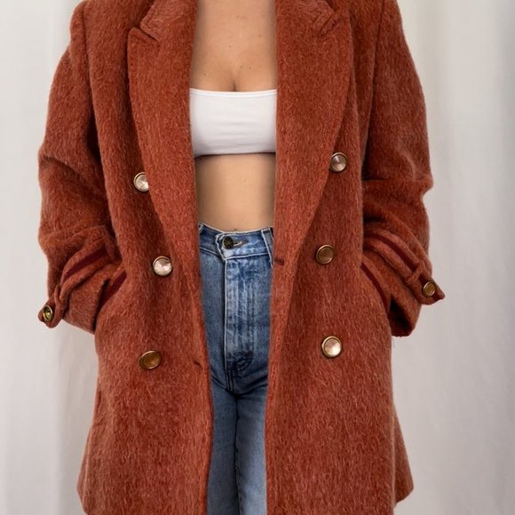 Rust Brushed Coat - Picture 3 of 6